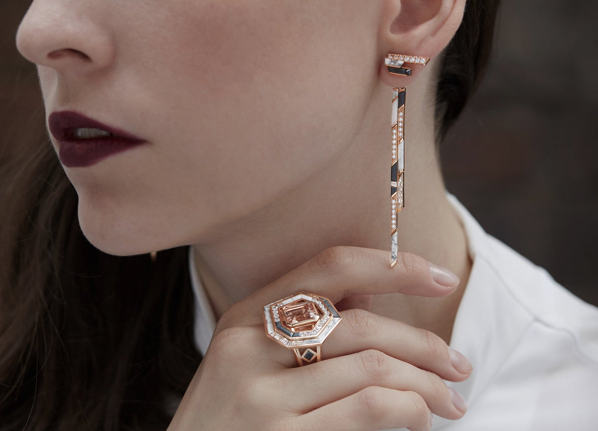 STELLAR DUSK MORGANITE COCKTAIL HALO RING
