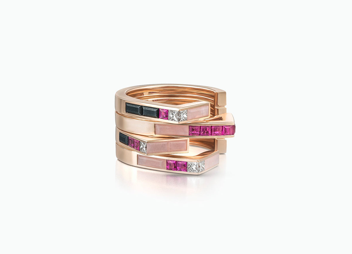 STELLAR PAIR OF TWO ROW STACKING BAND RING