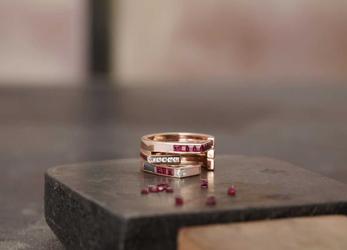 Stellar Three Row Band Ring
