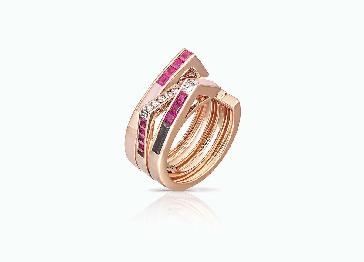 Stellar Three Row Band Ring