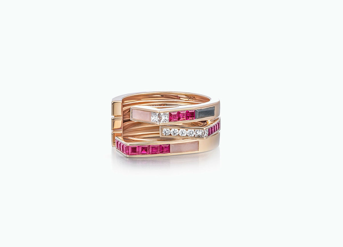Stellar Three Row Band Ring