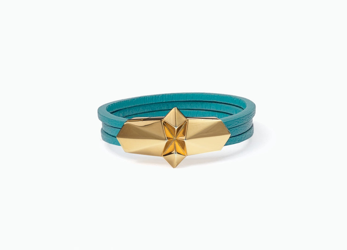 GOLD VERMEIL AND LEATHER SHARD BRACELET