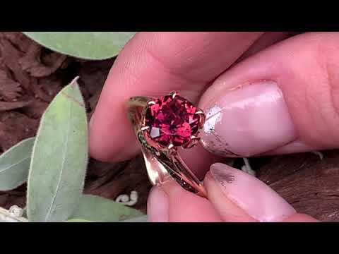 Rubellite Lily Pad Ring