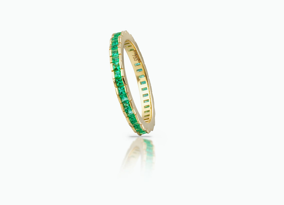 ETERNITY STACK RING WITH EMERALDS