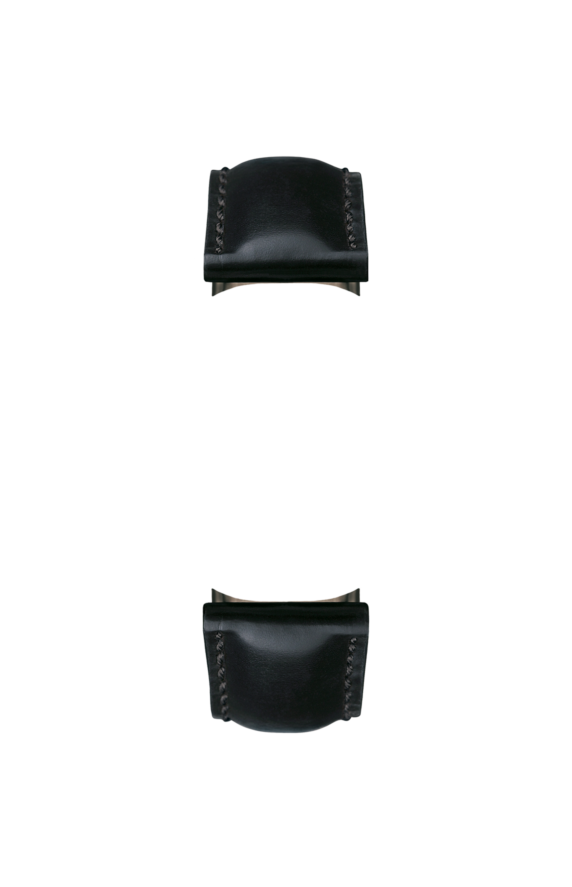 Black cowhide leather strap with Russia tanning – Front view
