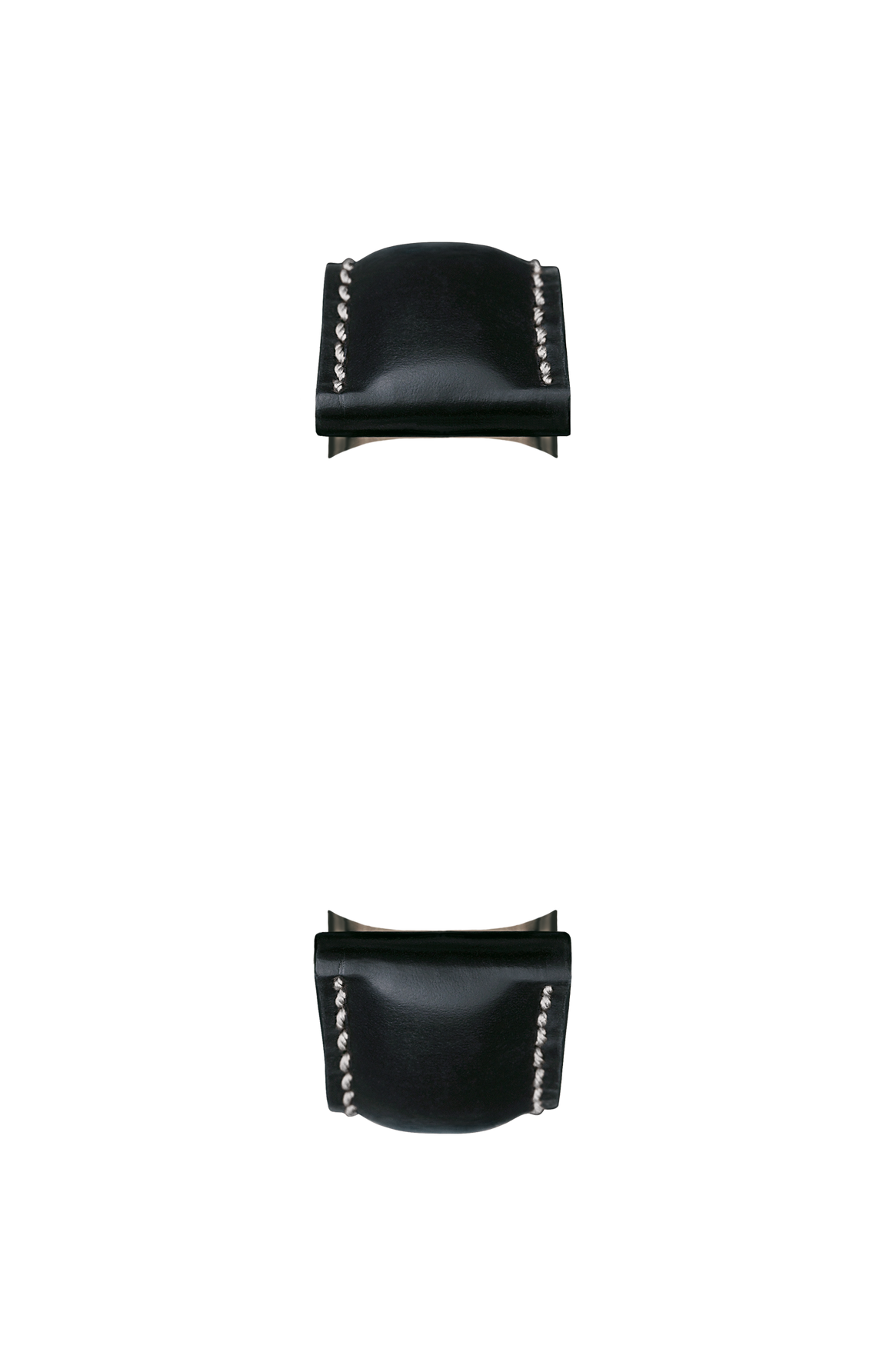 Black cowhide leather strap with Russia tanning – Front view