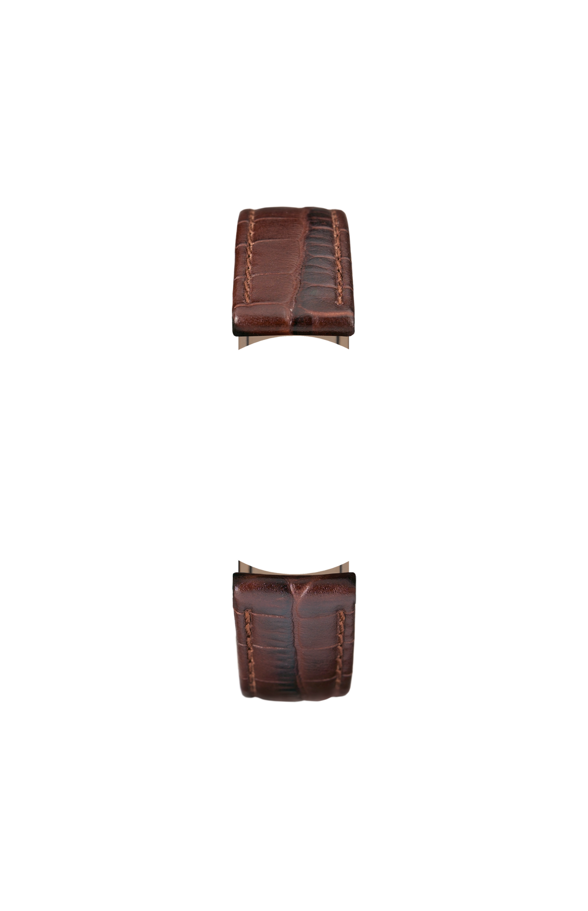 Mocha-coloured cowhide leather strap with alligator leather embossing – Front view