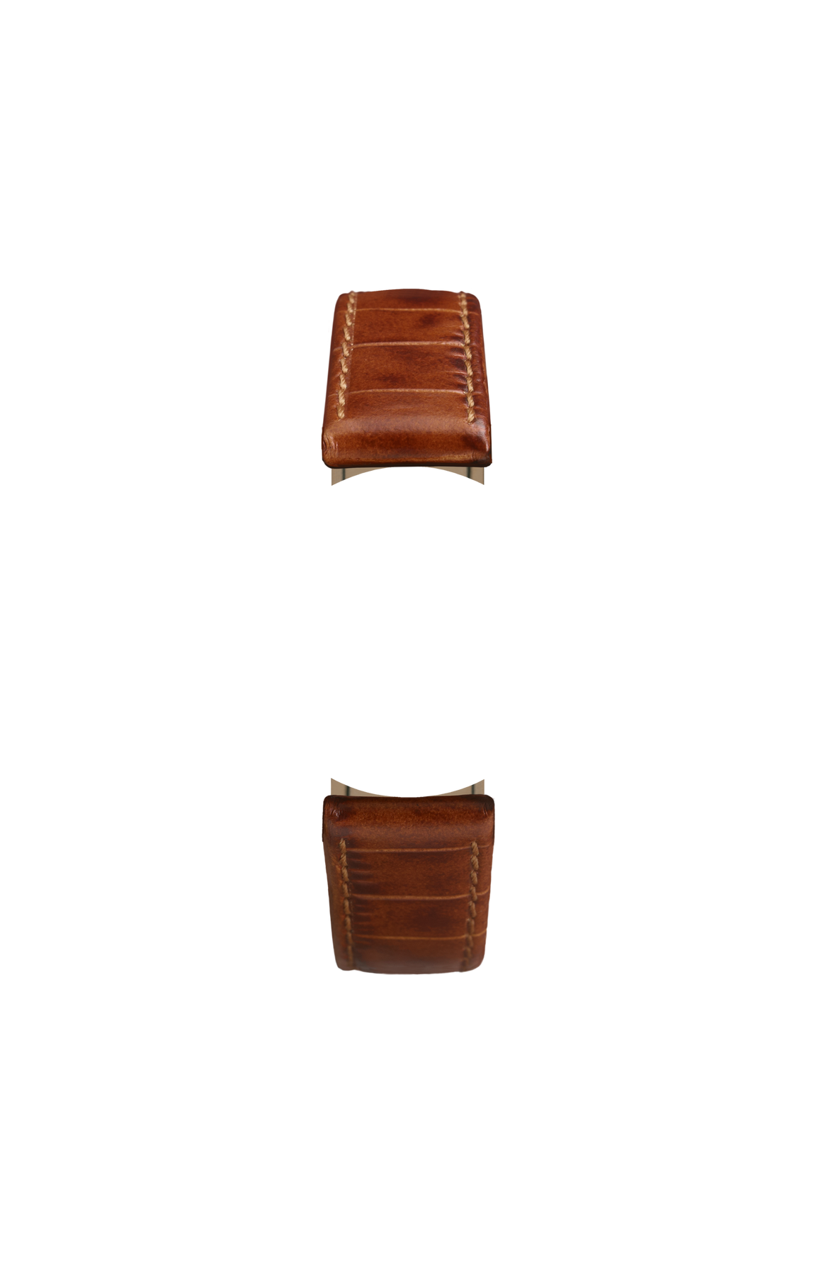 Cognac-coloured cowhide leather strap with alligator leather embossing – Front view