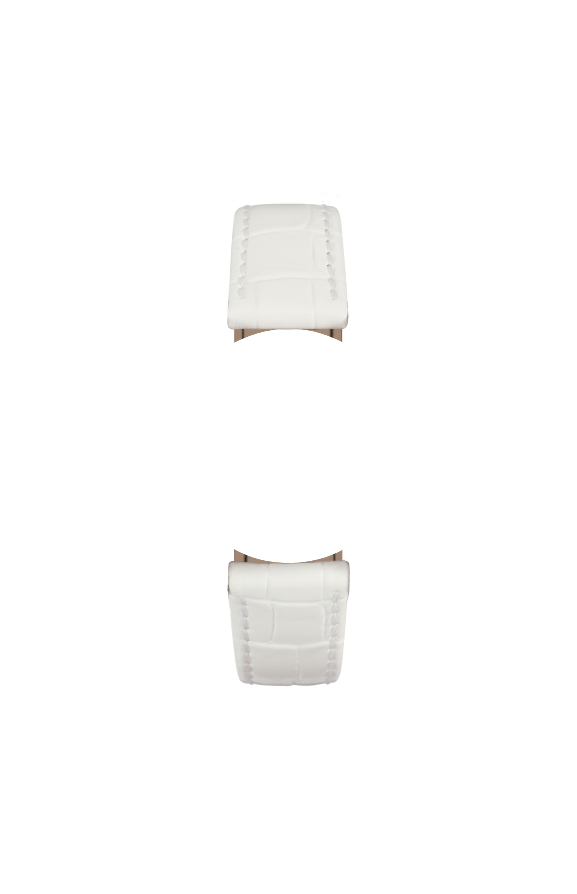 White cowhide leather strap with alligator leather embossing – Front view