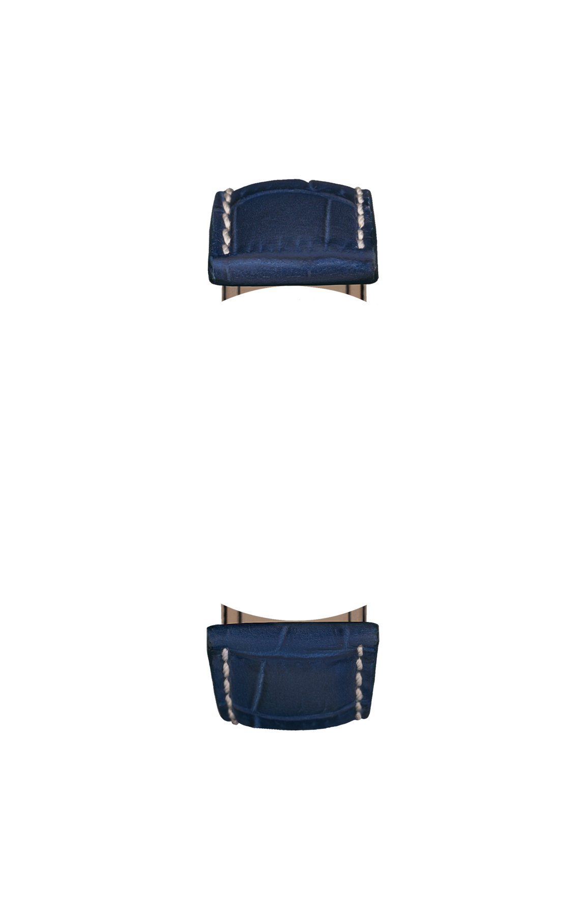Blue cowhide leather strap with alligator leather embossing – Front view