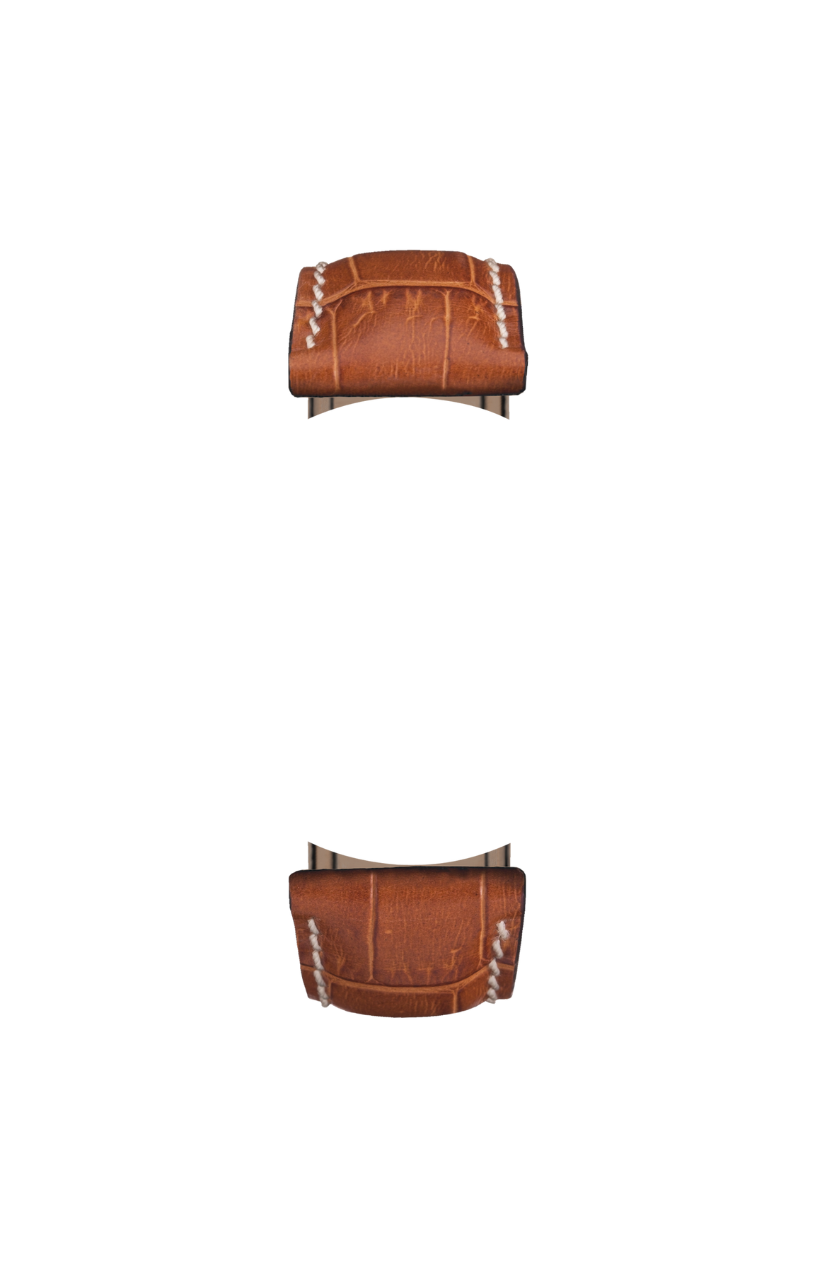 Cognac-coloured cowhide leather strap with alligator leather embossing – Front view