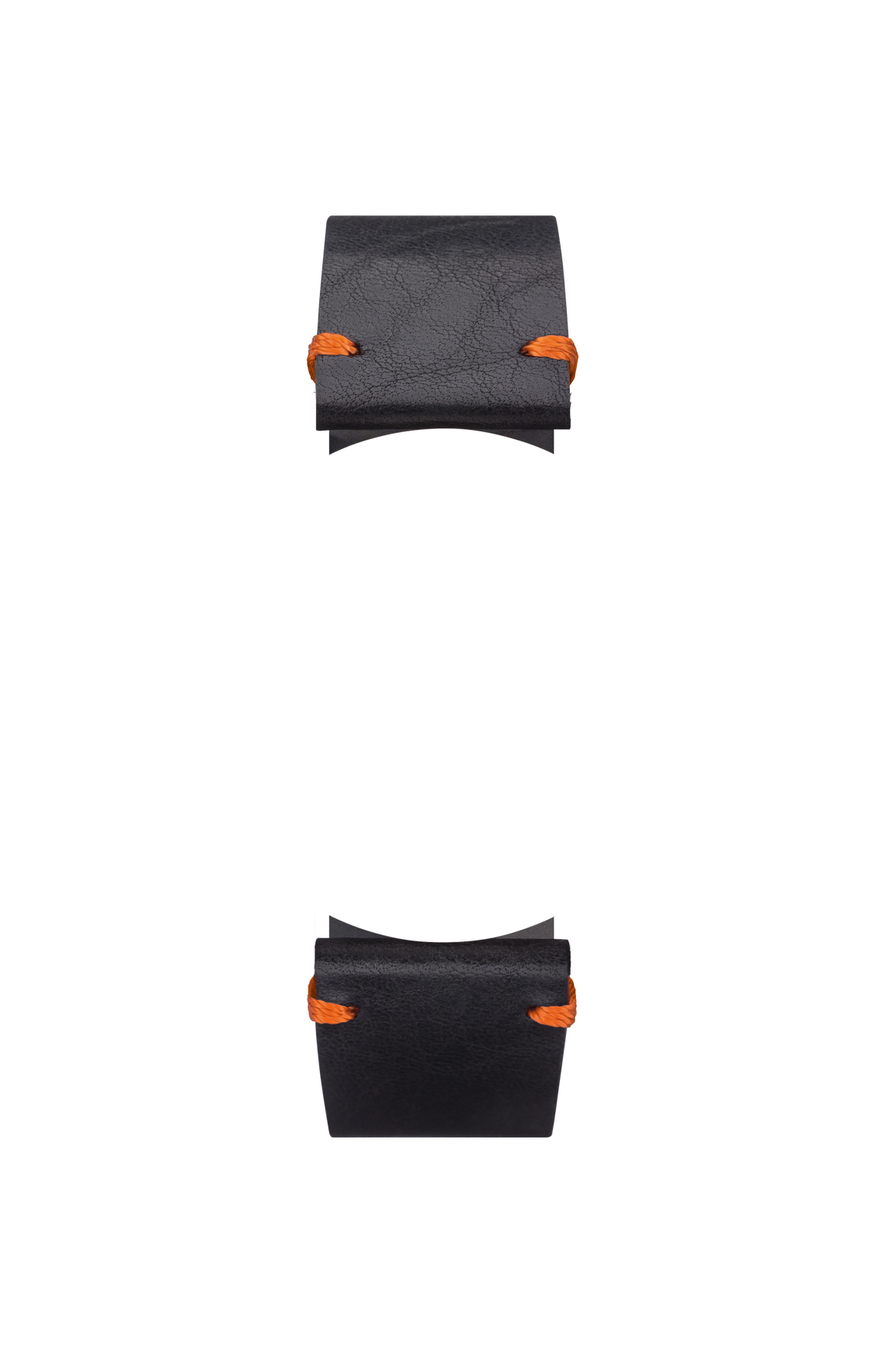 Black vintage-look cowhide leather strap – Front view