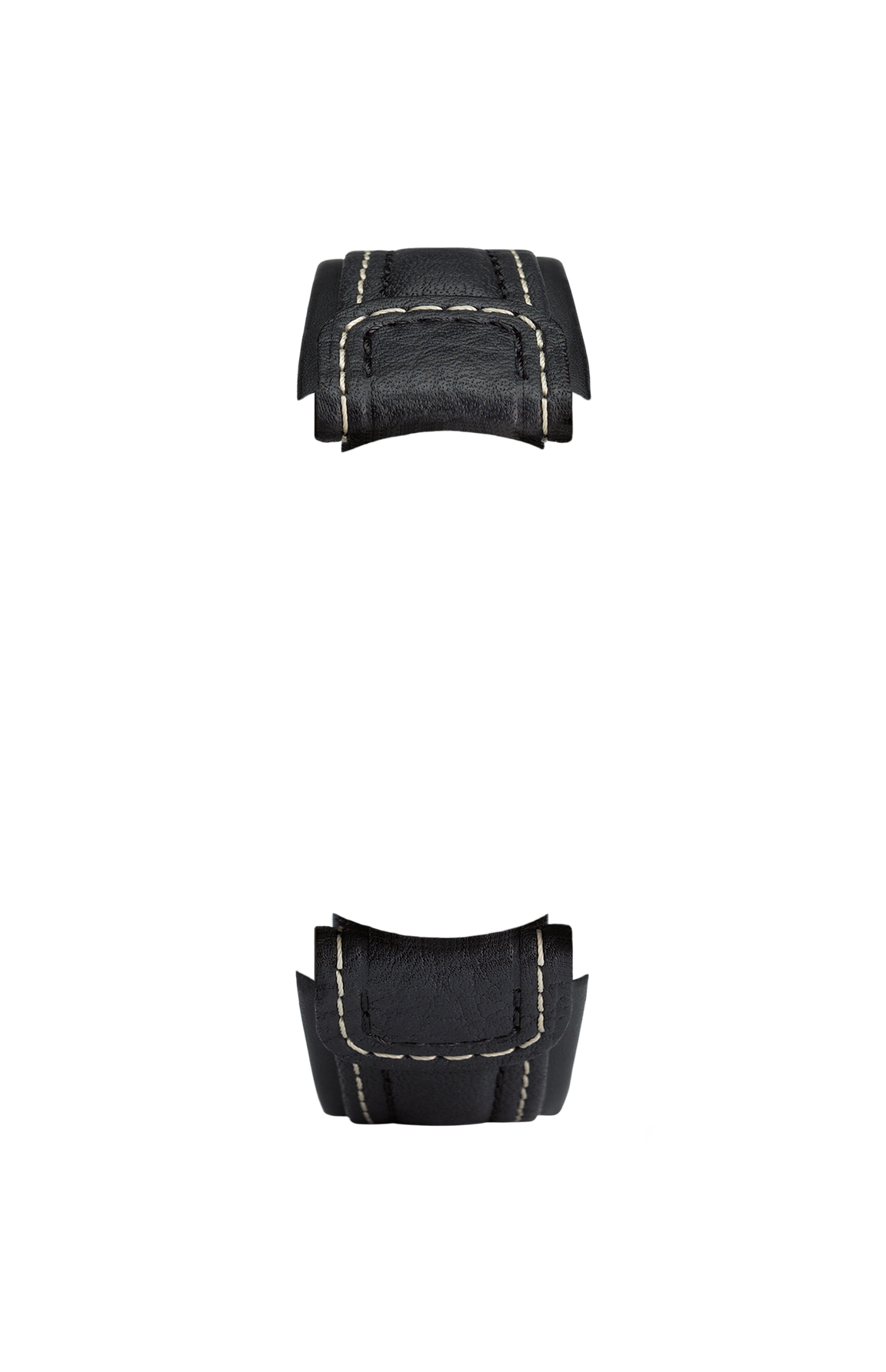 Black cowhide leather strap integrated in the case – Front view