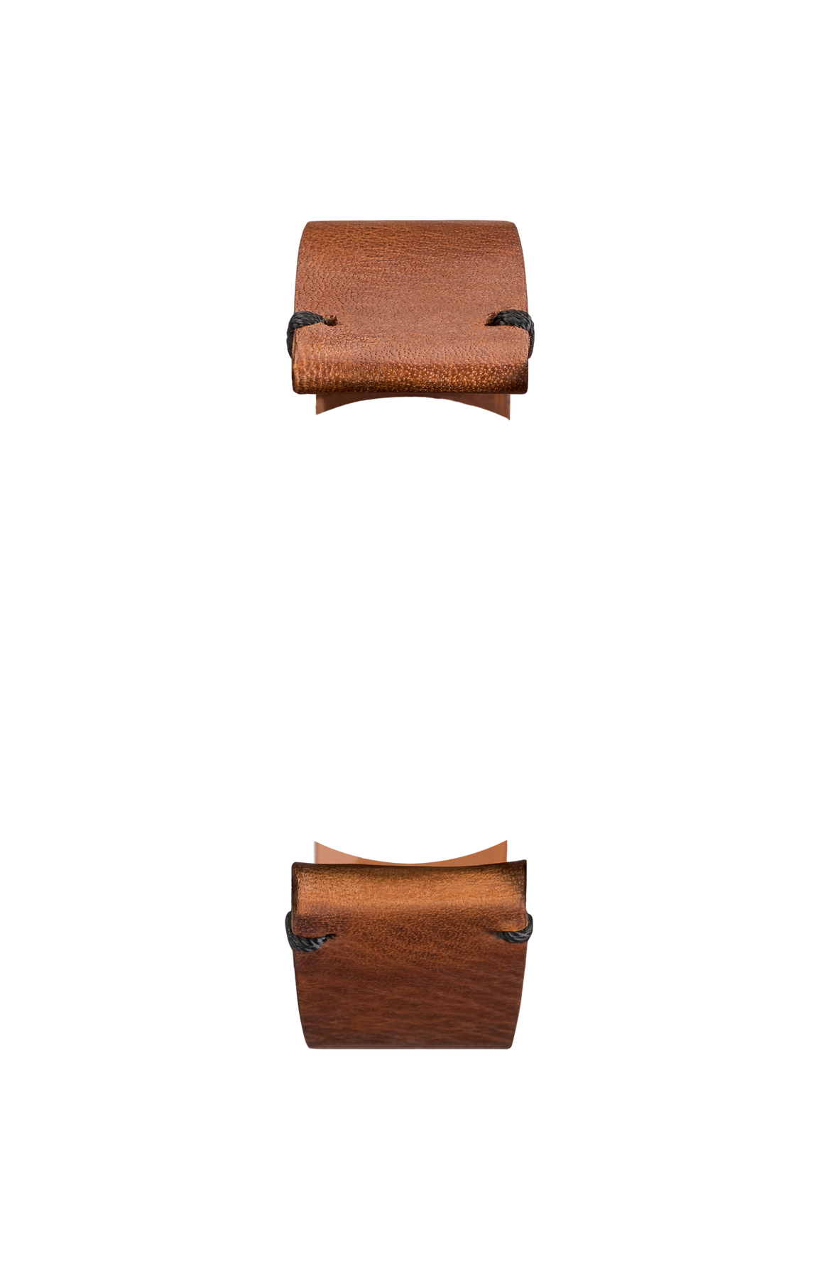 Brown vintage-look cowhide leather strap – Front view