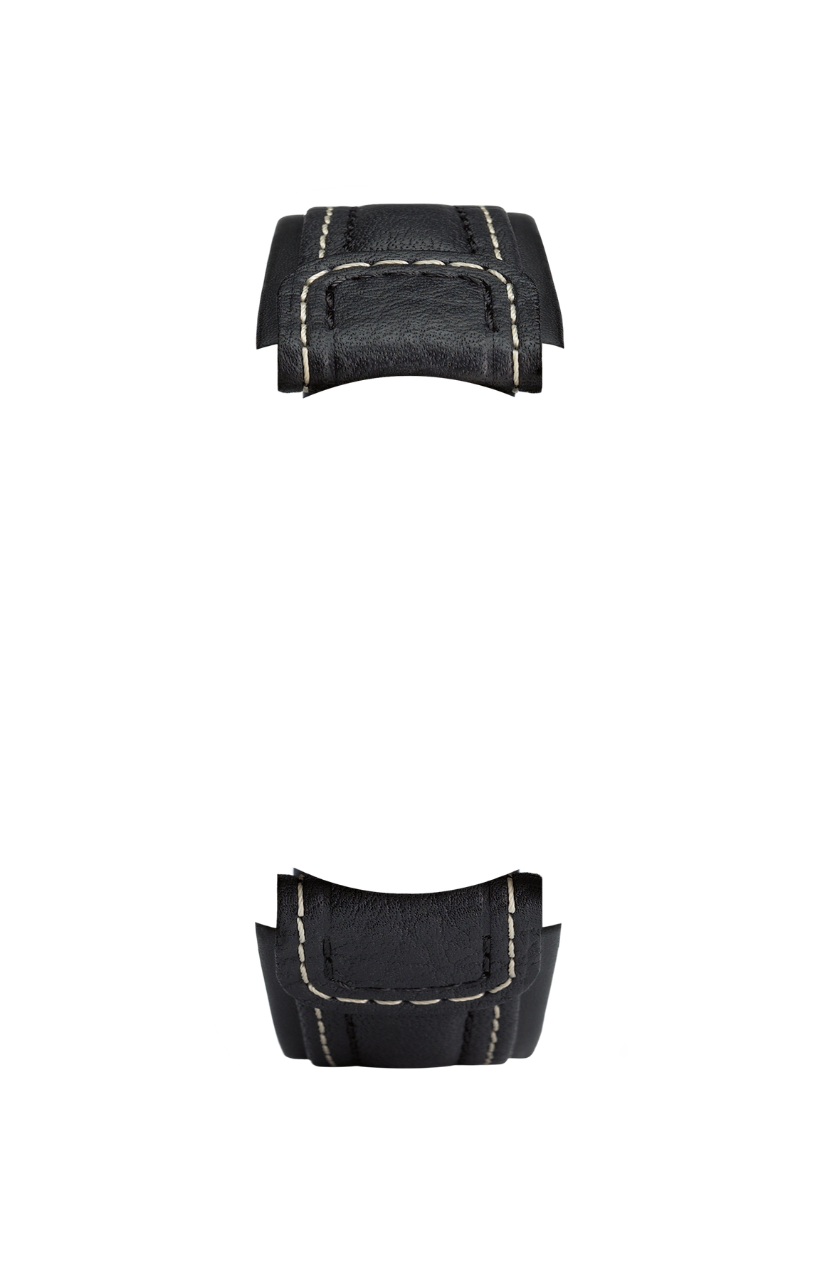 Black cowhide leather strap integrated in the case – Front view