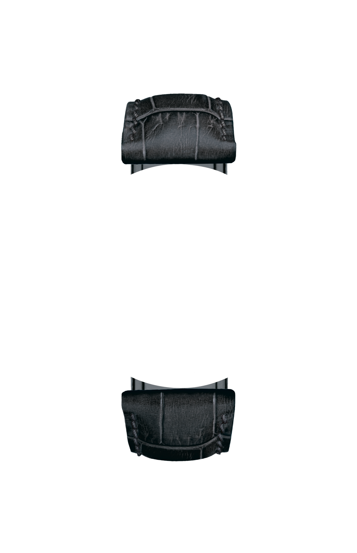 Black cowhide leather strap with alligator leather embossing – Front view