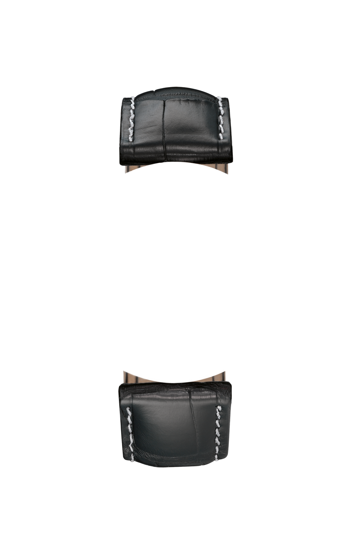 Black cowhide leather strap with alligator leather embossing – Front view