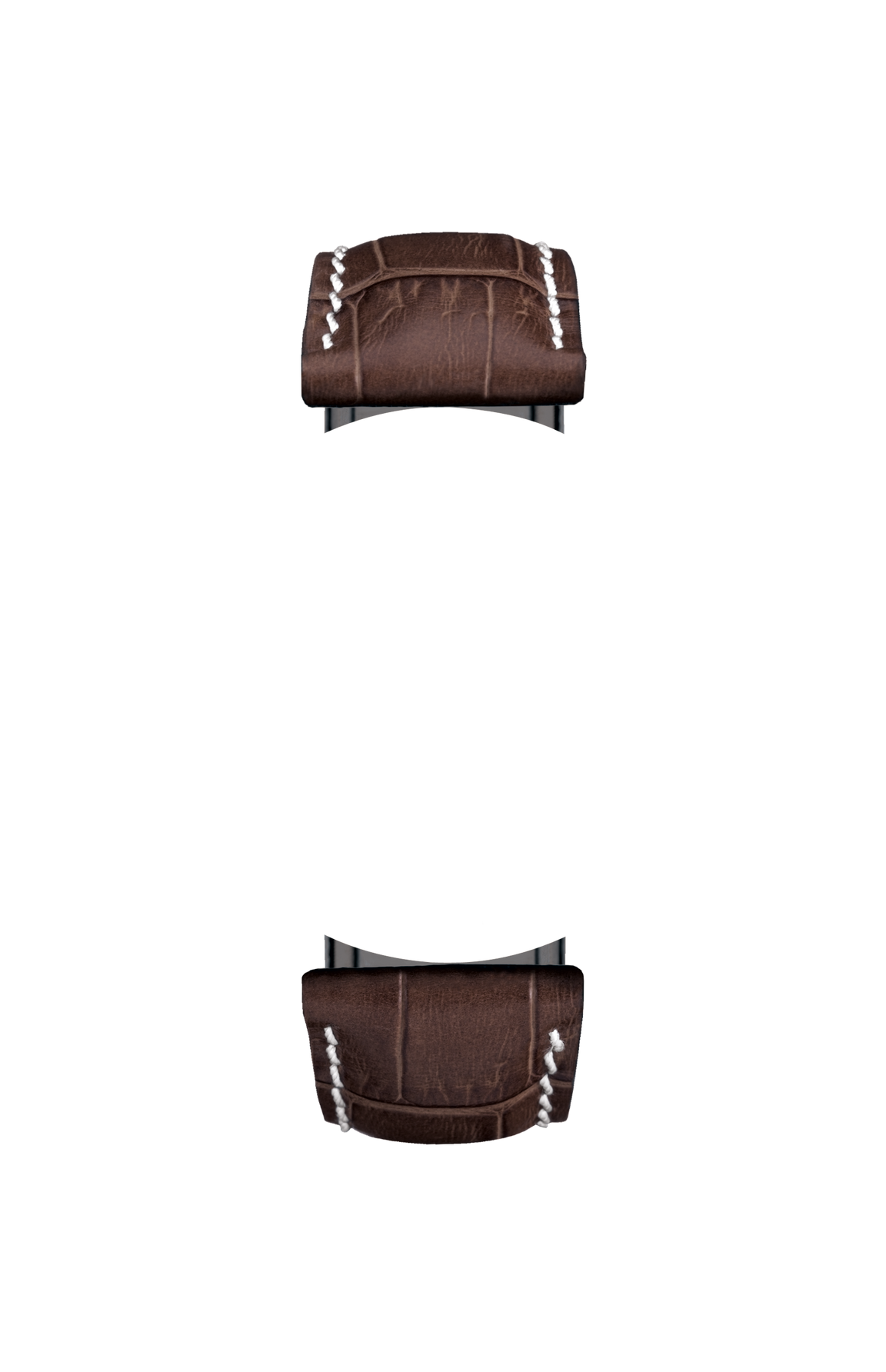 Mocha-coloured cowhide leather strap with alligator leather embossing – Front view