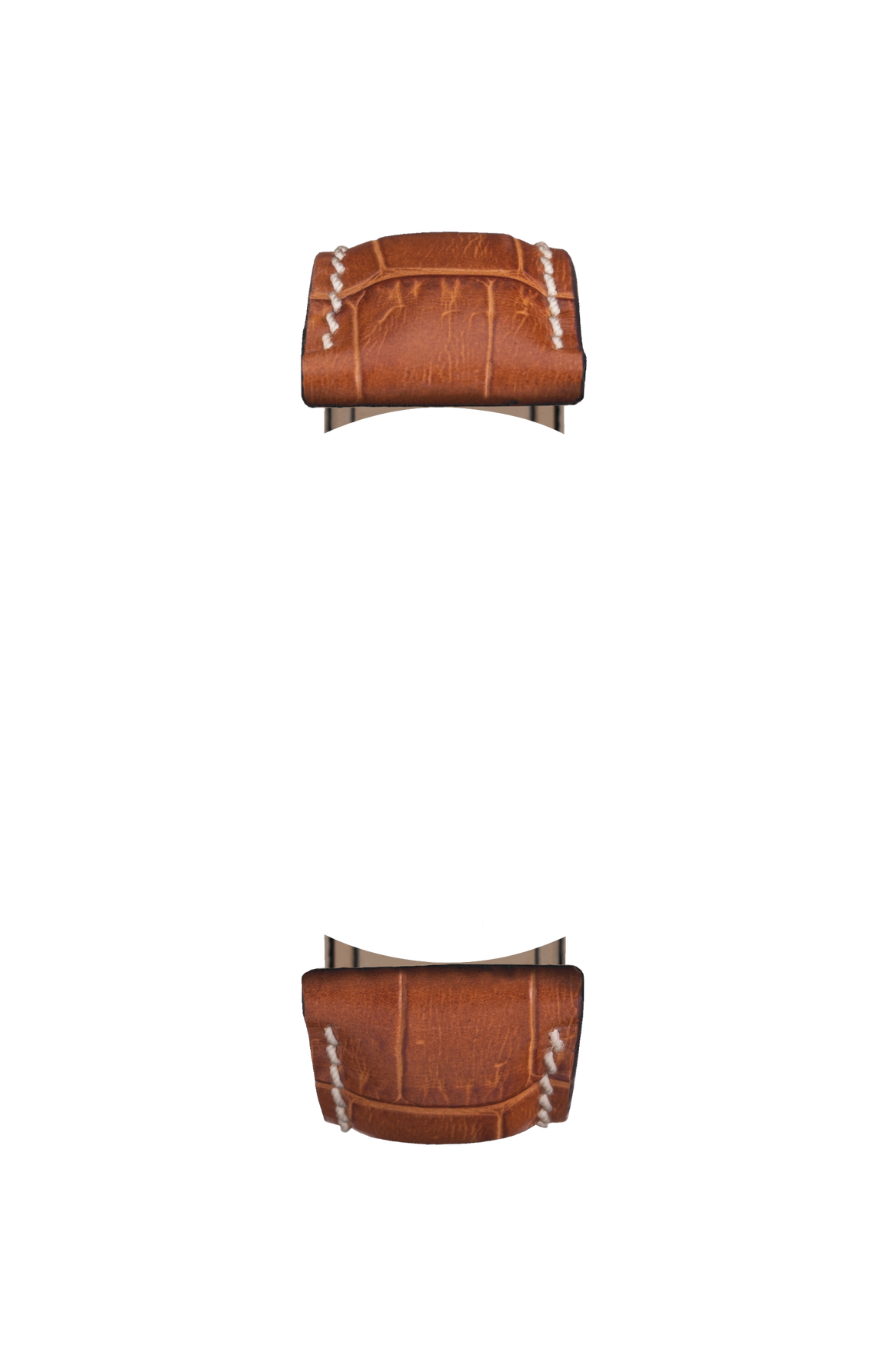 Cognac-coloured cowhide leather strap with alligator leather embossing – Front view