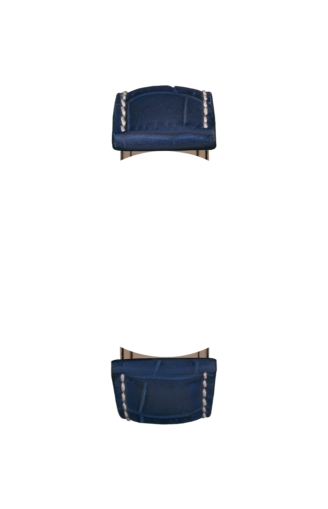 Blue cowhide leather strap with alligator leather embossing – Front view