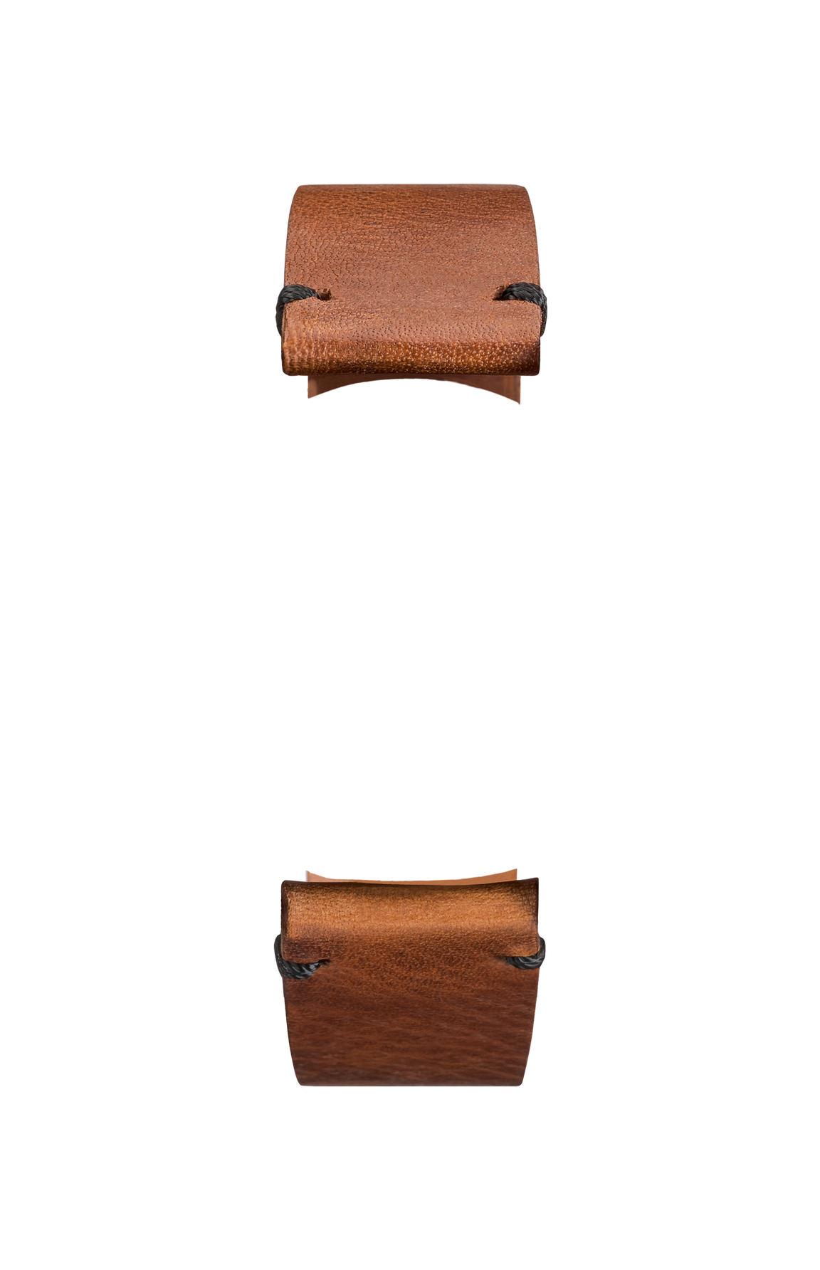 Brown vintage-look cowhide leather strap – Front view