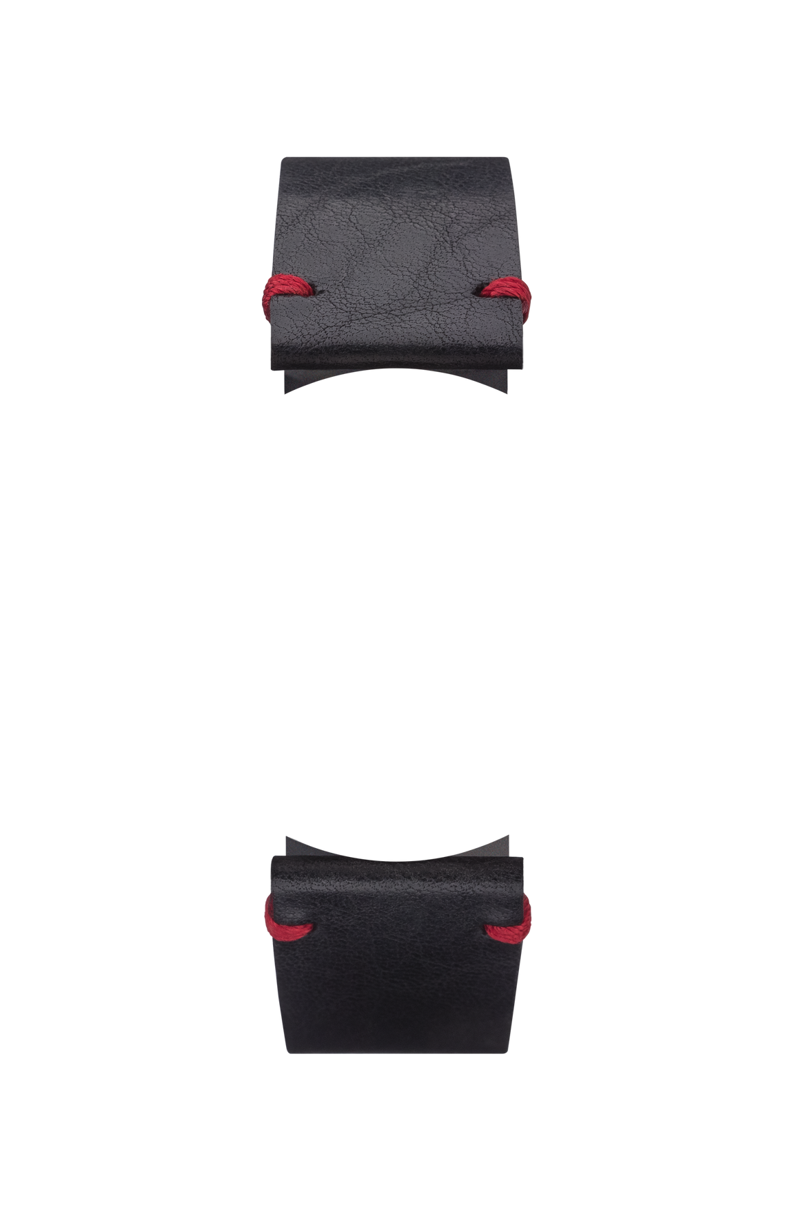 Black vintage-look cowhide leather strap – Front view