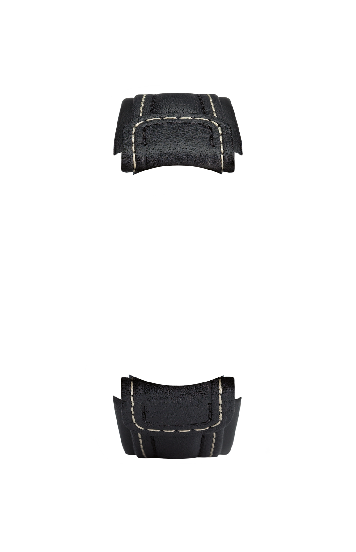 Black cowhide leather strap integrated in the case – Front view