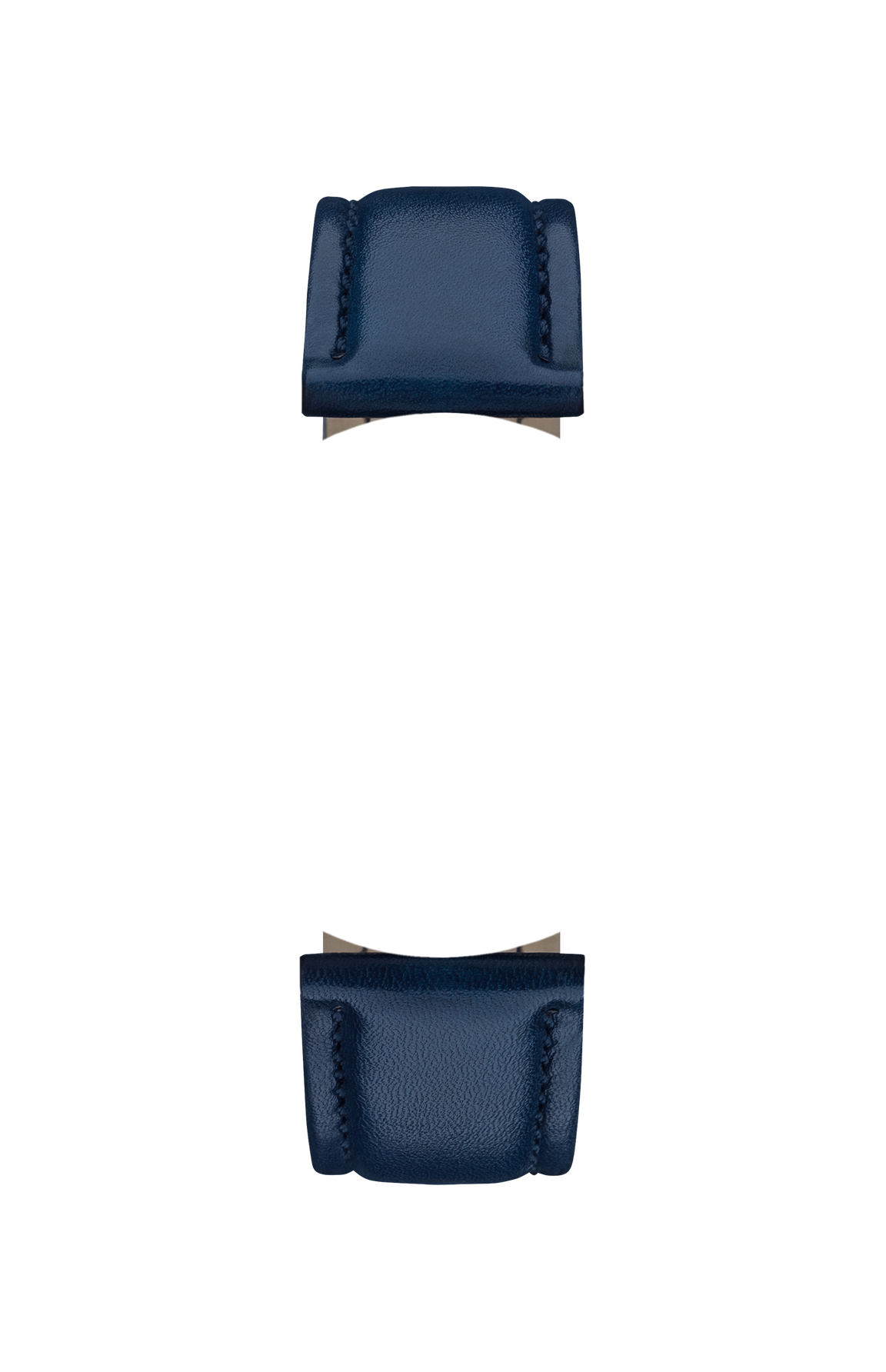 Blue cowhide leather strap – Front view
