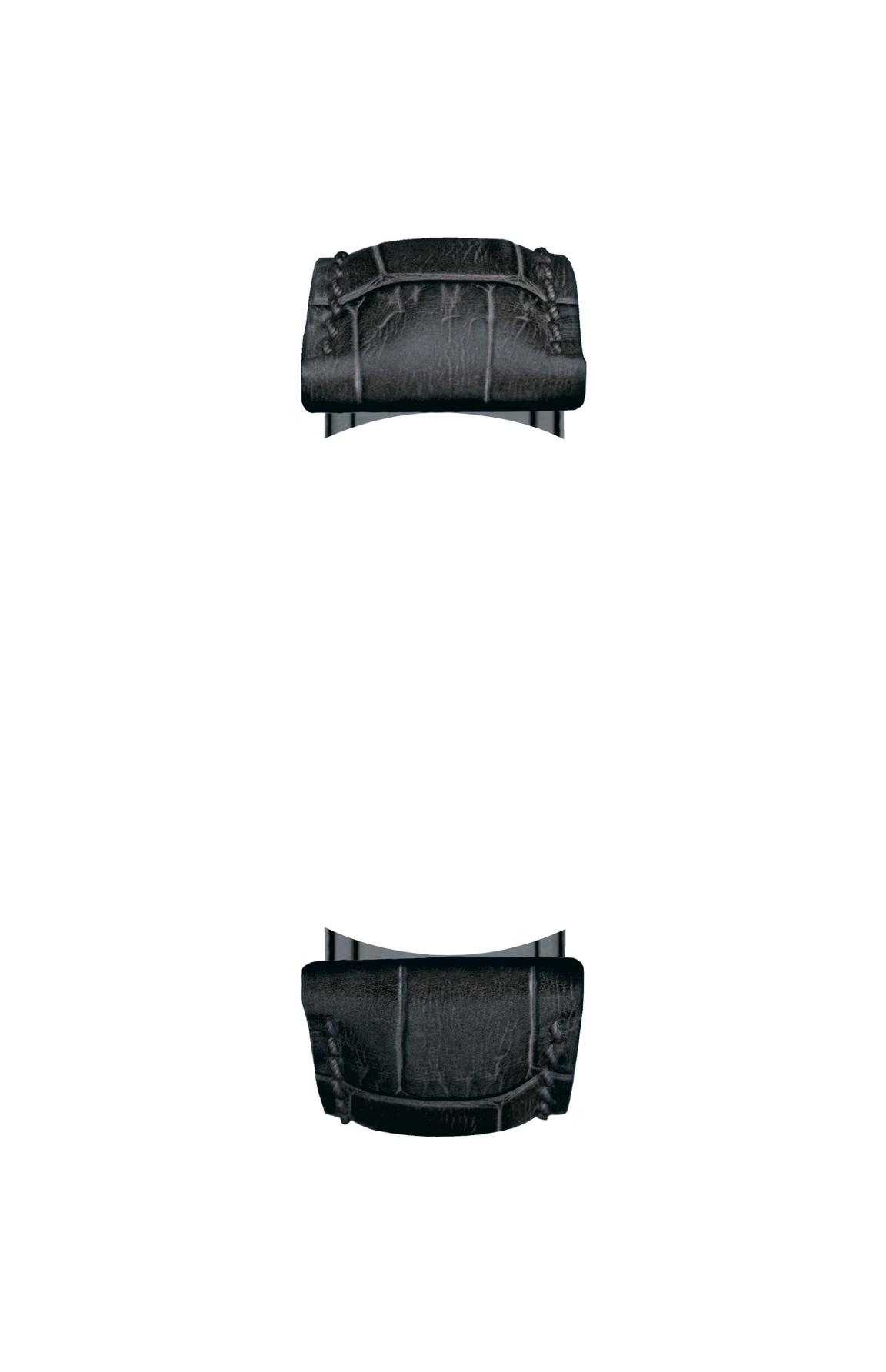 Black cowhide leather strap with alligator leather embossing – Front view