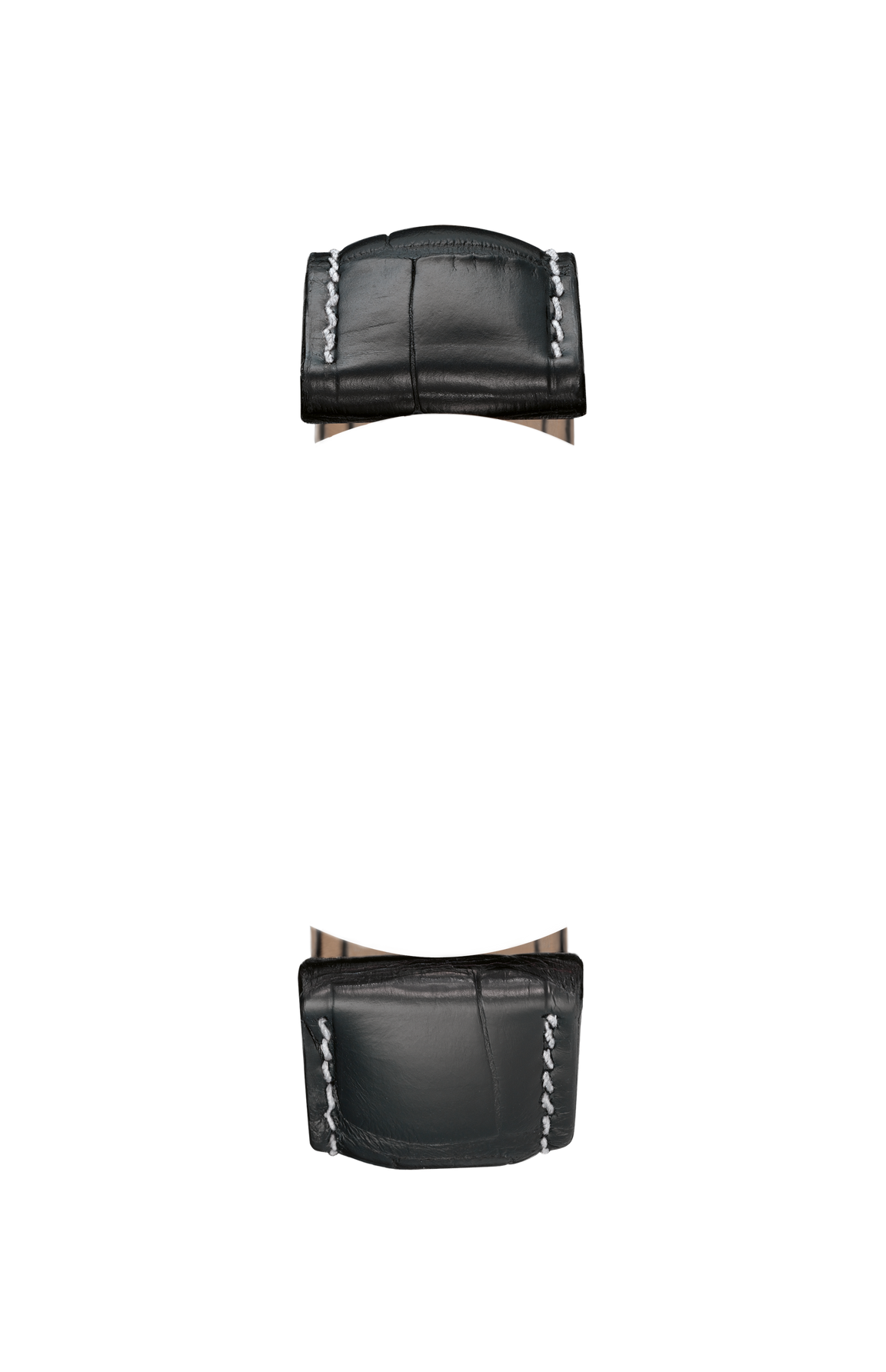 Black cowhide leather strap with alligator leather embossing – Front view