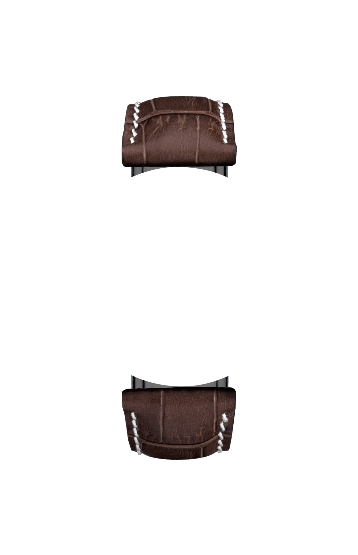 Mocha-coloured cowhide leather strap with alligator leather embossing – Front view
