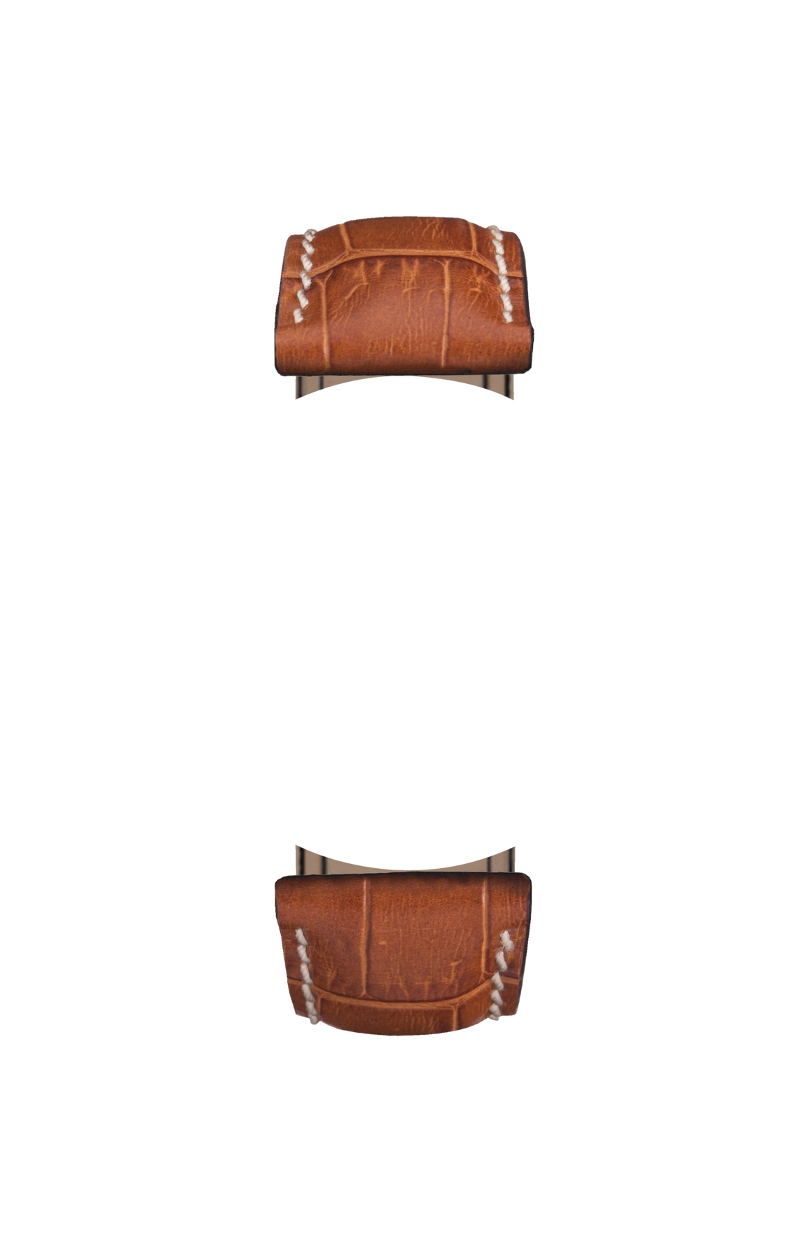 Cognac-coloured cowhide leather strap with alligator leather embossing – Front view