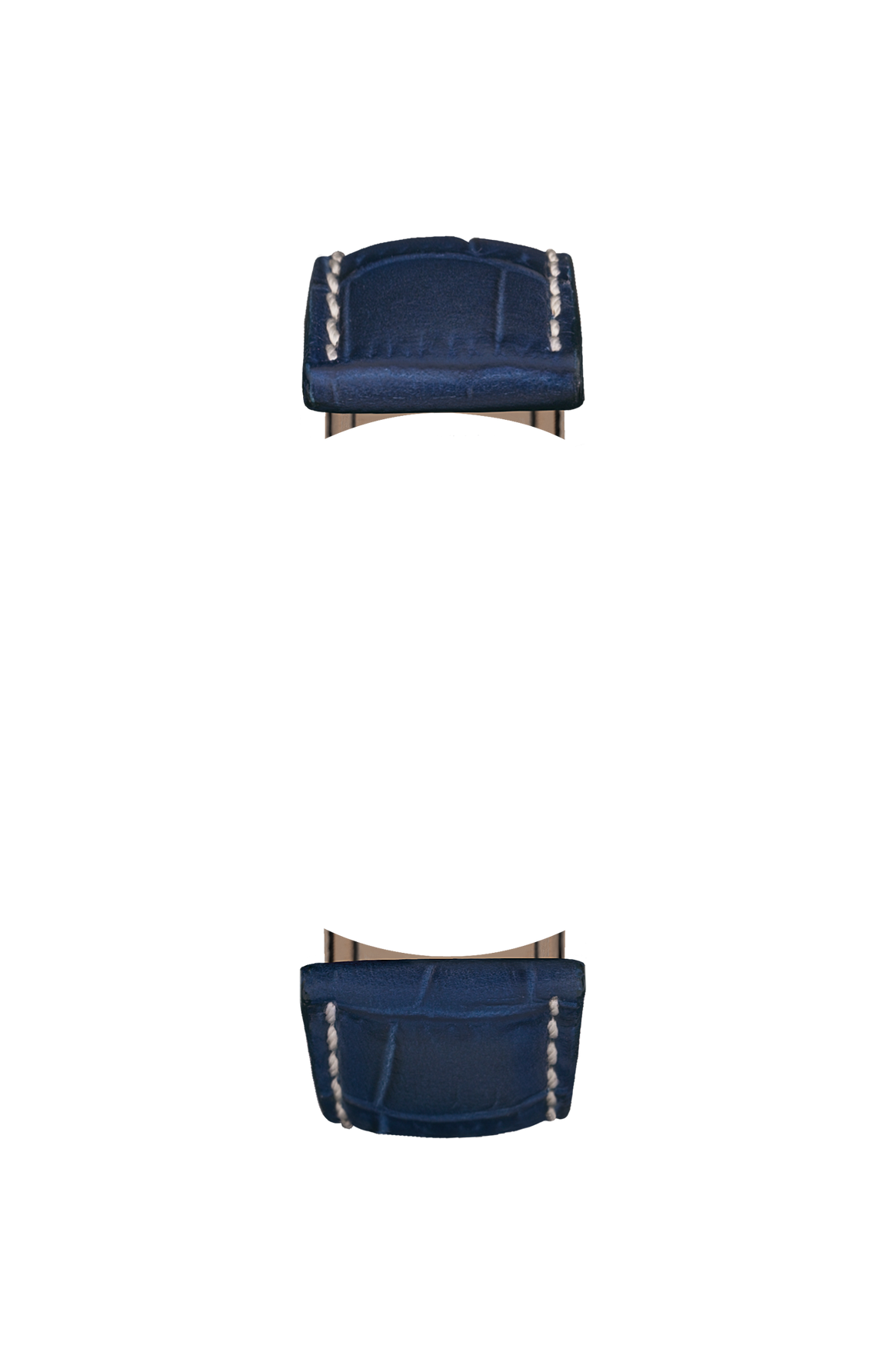 Blue cowhide leather strap with alligator leather embossing – Front view