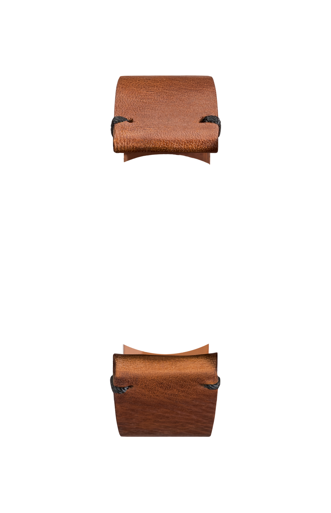 Brown vintage-look cowhide leather strap – Front view