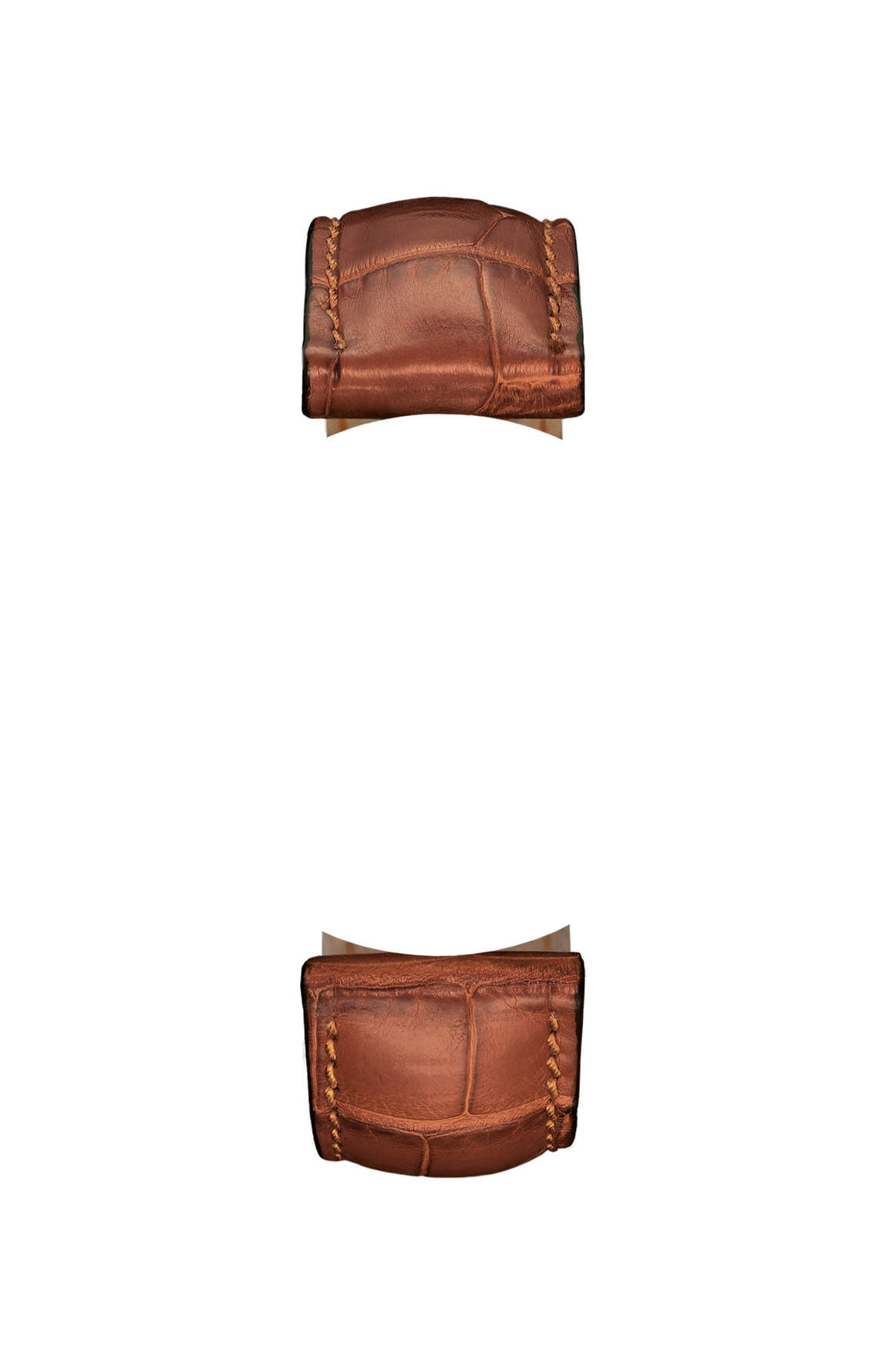 Cognac-coloured alligator leather strap – Front view