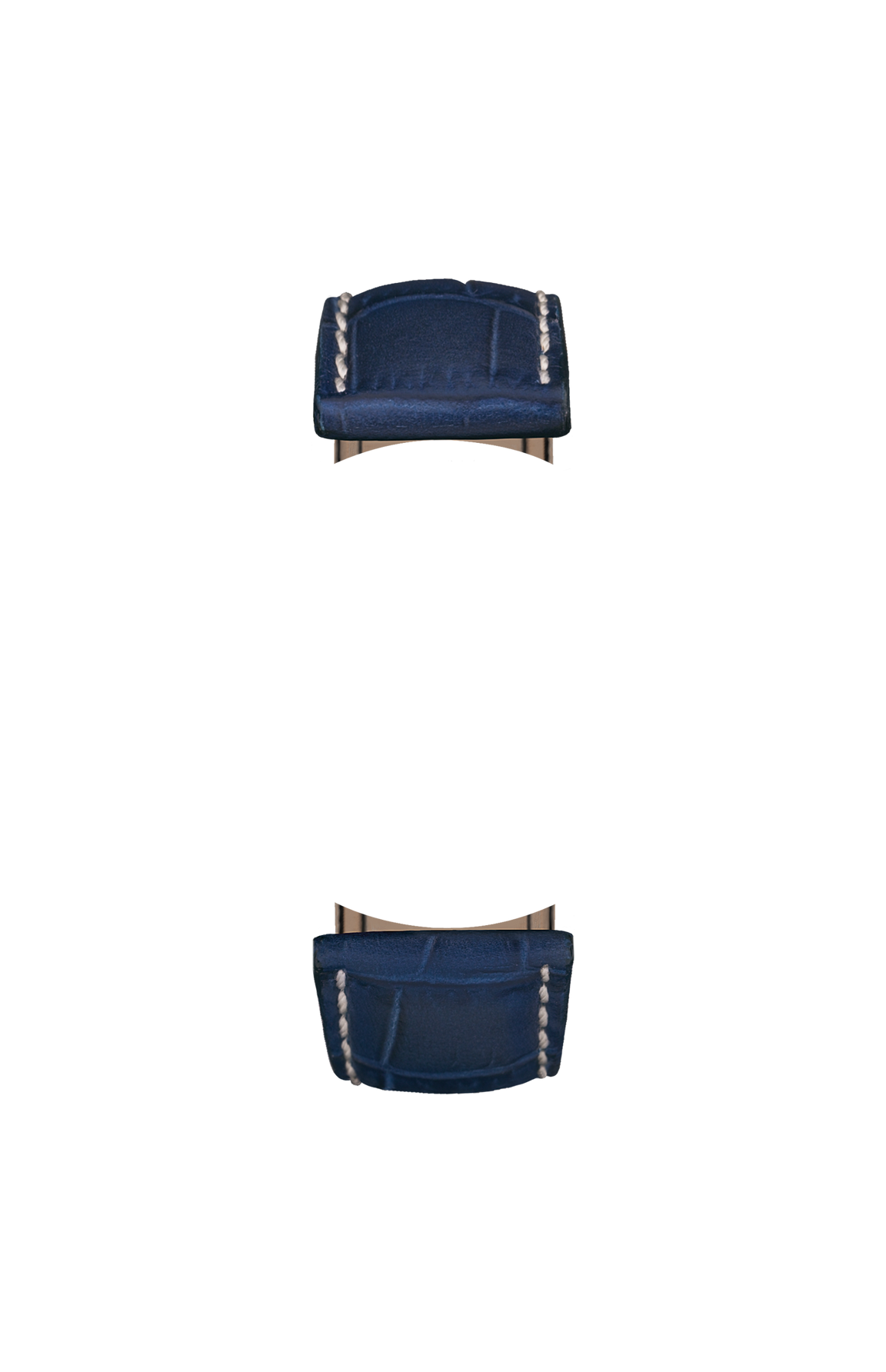 Blue cowhide leather strap with alligator leather embossing – Front view
