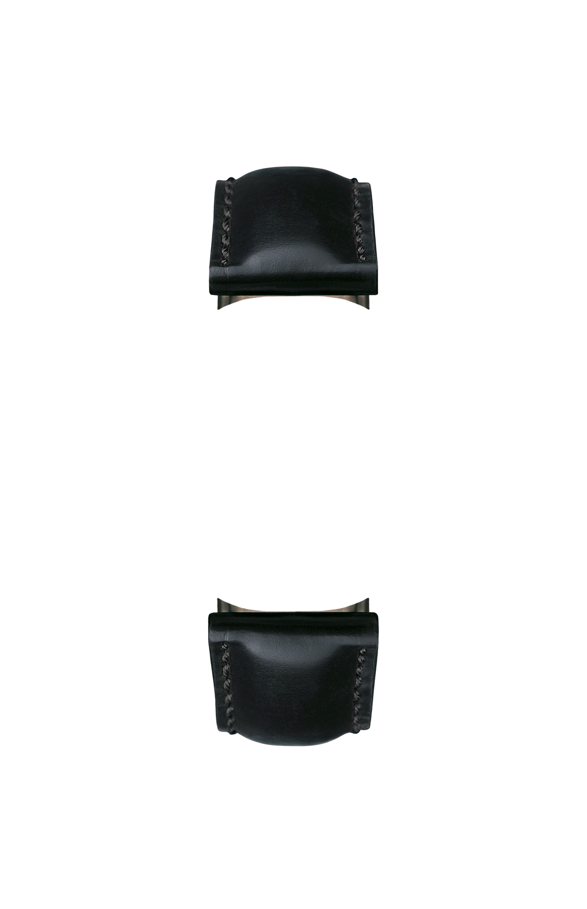 Black cowhide leather strap with Russia tanning – Front view
