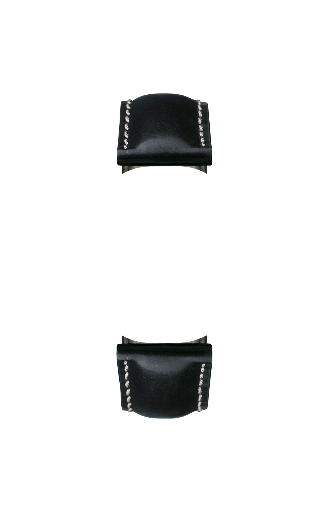 Black cowhide leather strap with Russia tanning – Front view