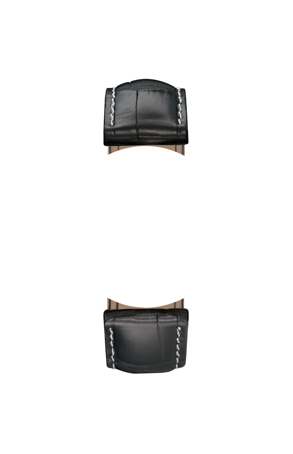 Black cowhide leather strap with alligator leather embossing – Front view