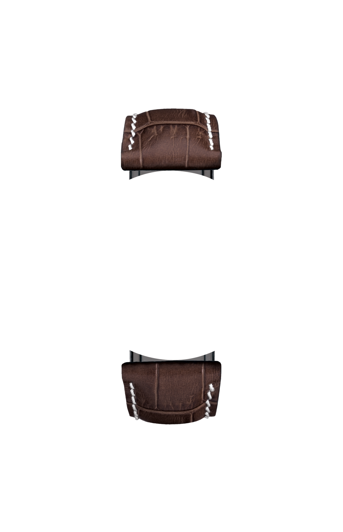 Mocha-coloured cowhide leather strap with alligator leather embossing – Front view