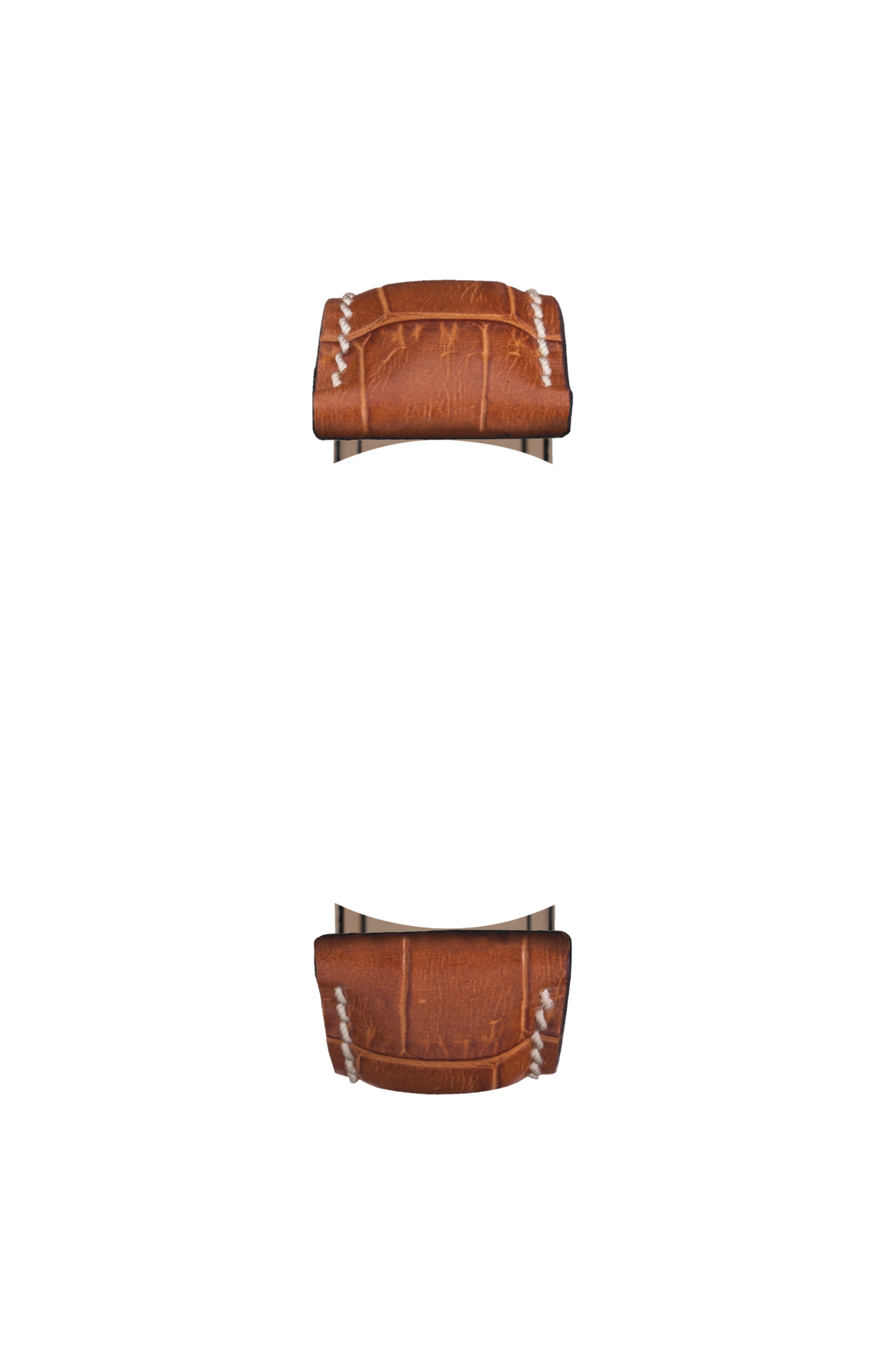 Cognac-coloured cowhide leather strap with alligator leather embossing – Front view