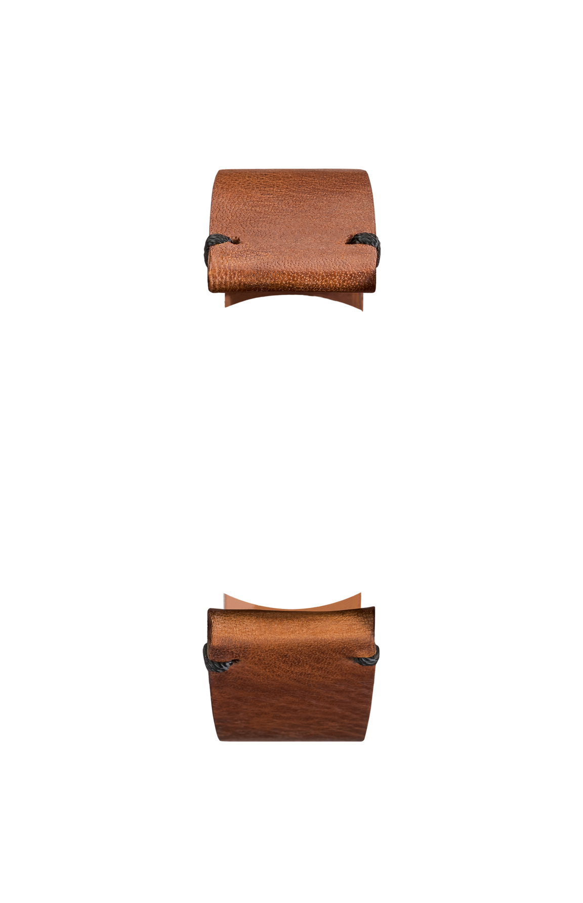 Brown vintage-look cowhide leather strap – Front view