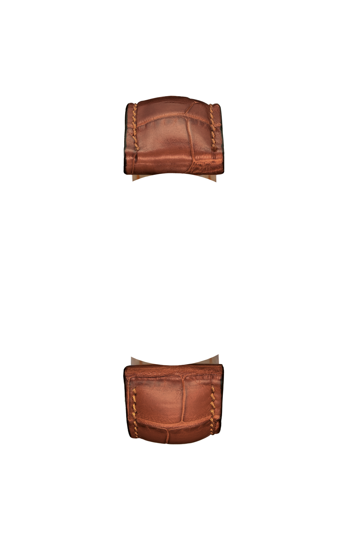 Cognac-coloured alligator leather strap – Front view