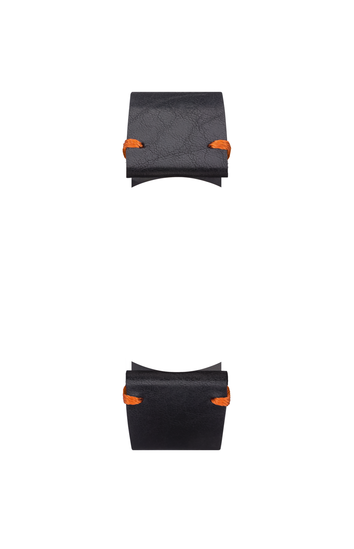 Black vintage-look cowhide leather strap – Front view