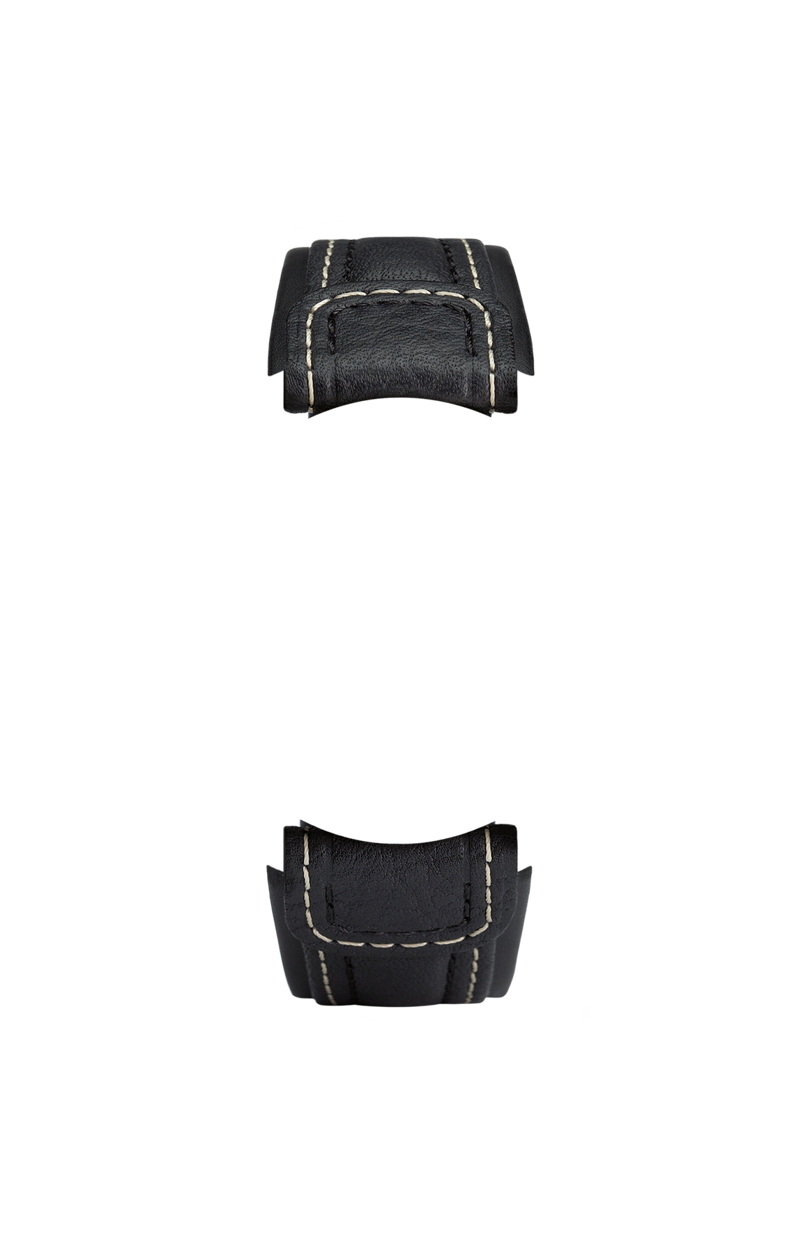 Black cowhide leather strap integrated in the case – Front view