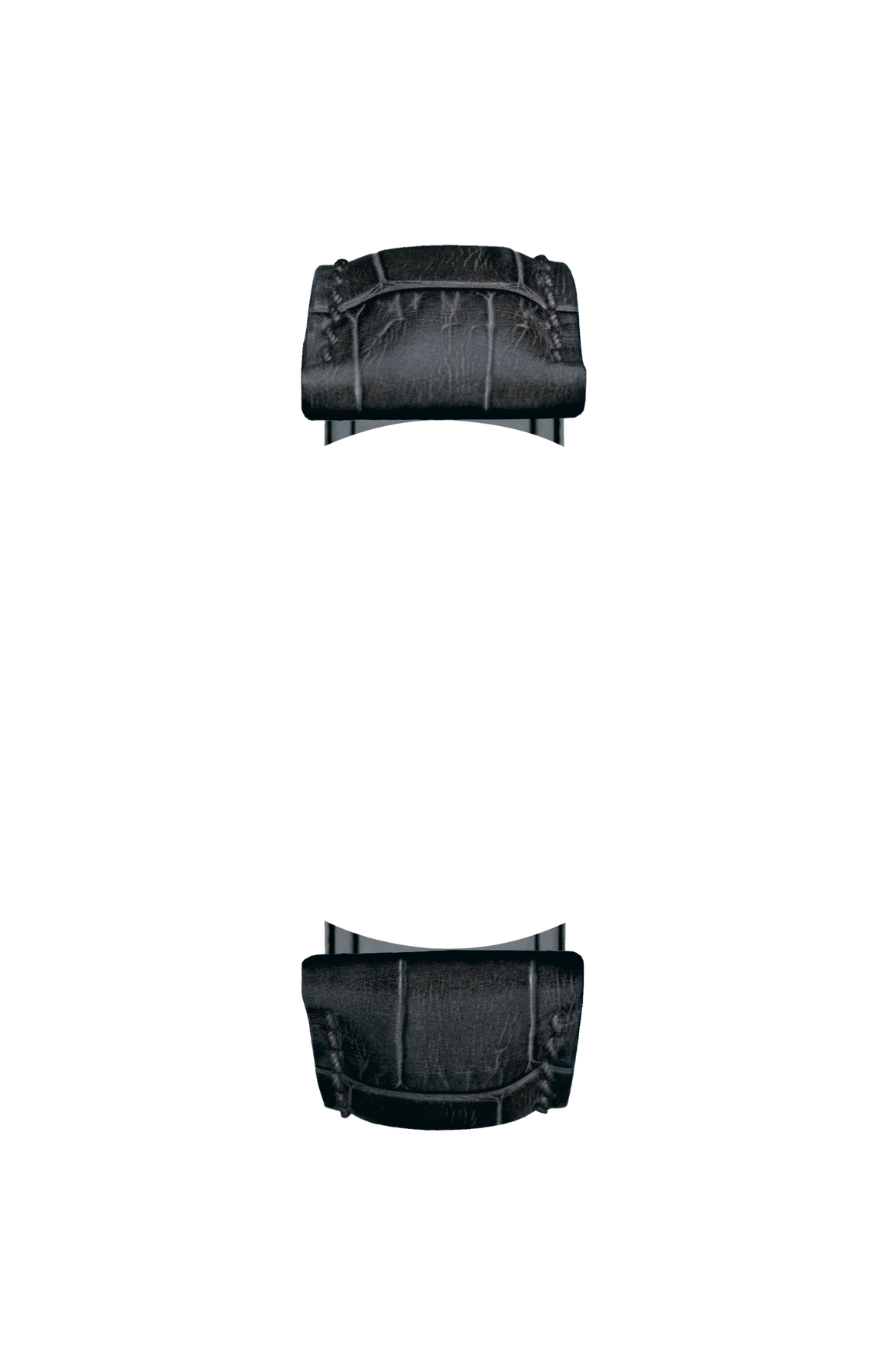 Black cowhide leather strap with alligator leather embossing – Front view