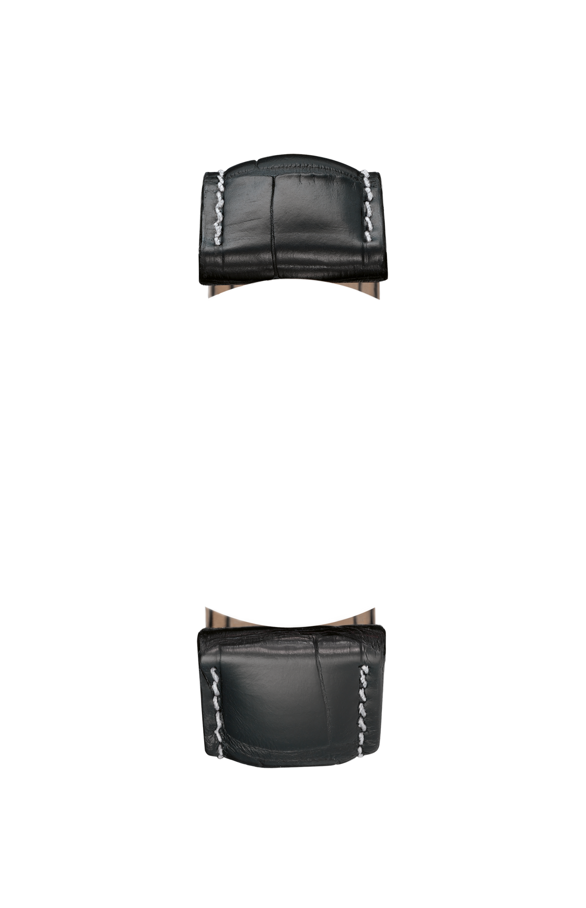 Black cowhide leather strap with alligator leather embossing – Front view