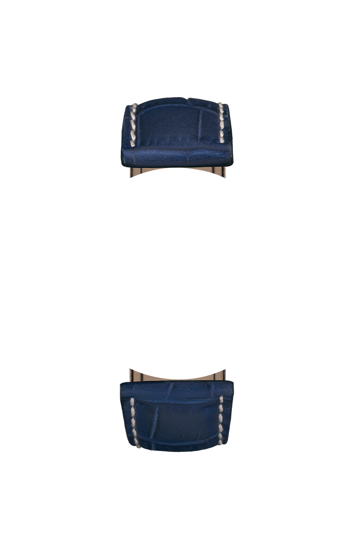 Blue cowhide leather strap with alligator leather embossing – Front view