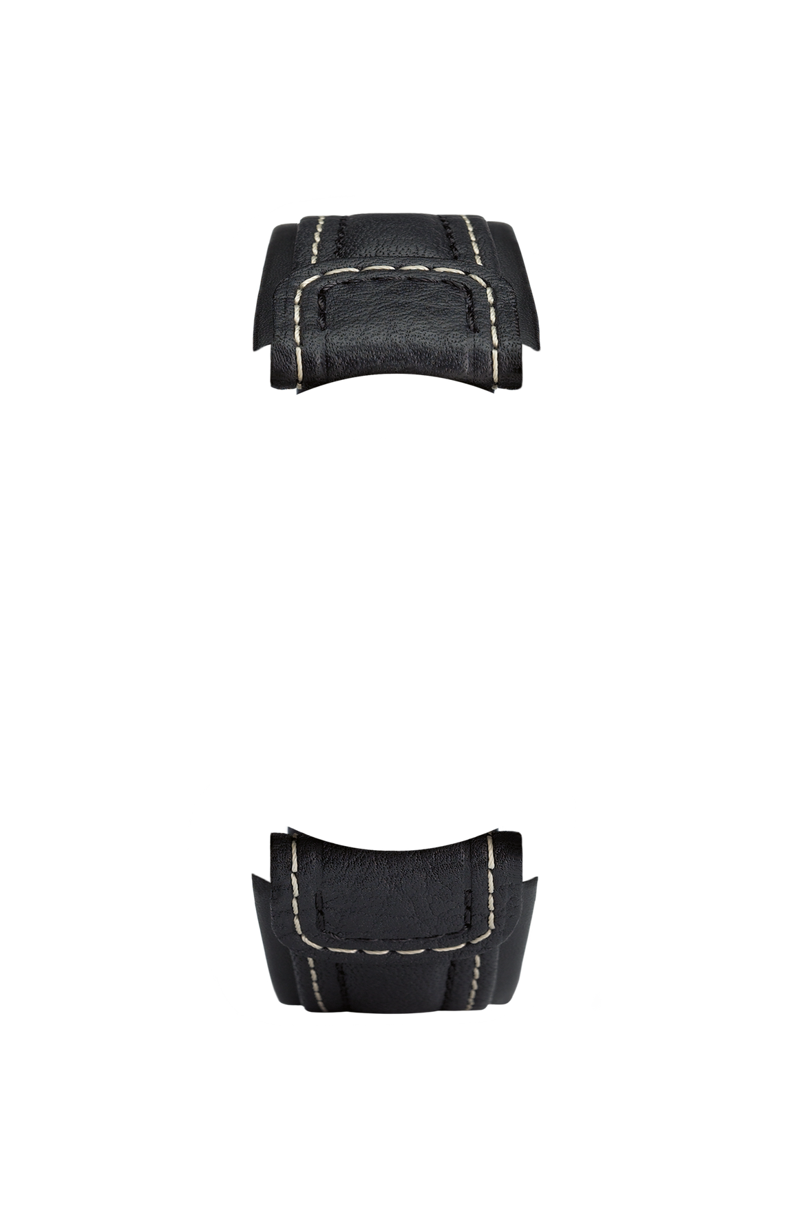 Black cowhide leather strap integrated in the case – Front view