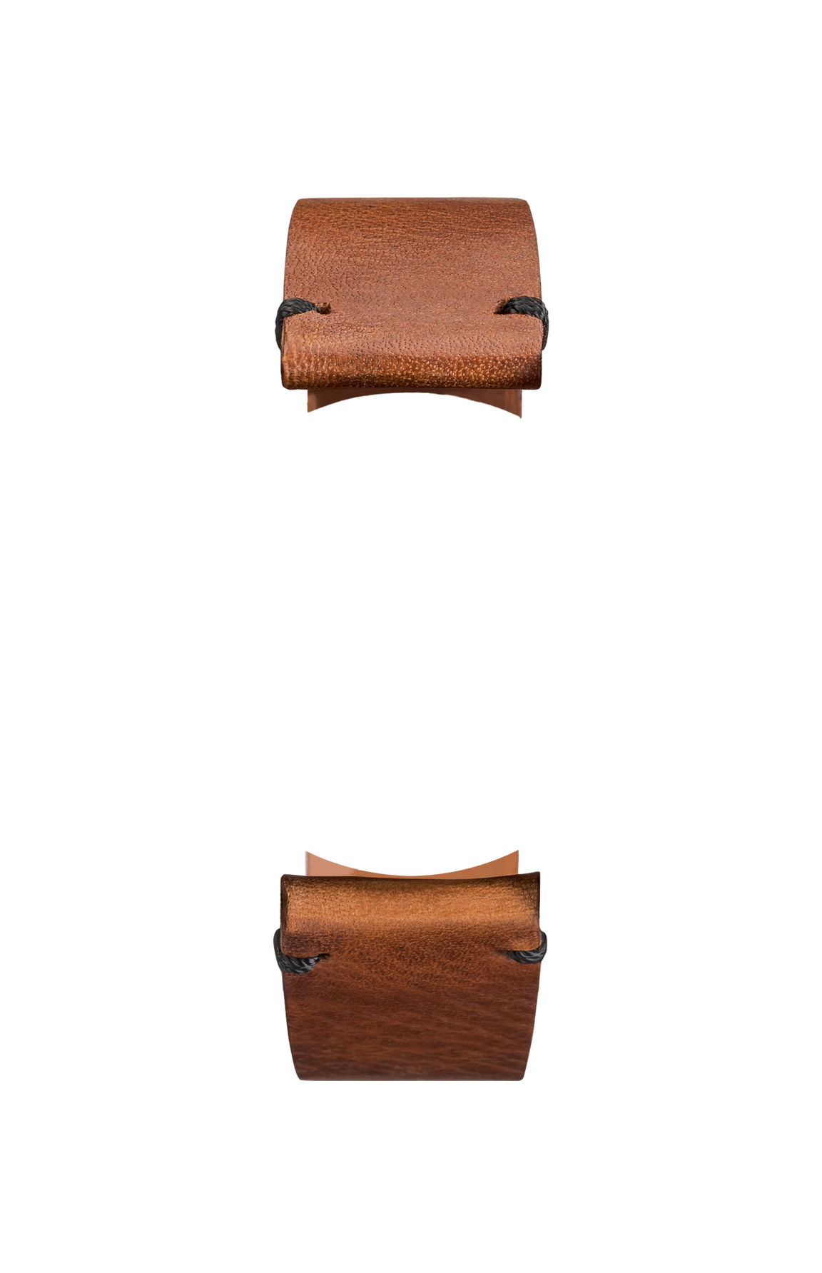 Brown vintage-look cowhide leather strap – Front view